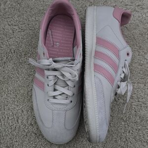 Adidas Mens 'HumanRace' Cream White And Pink Samba Shoes
